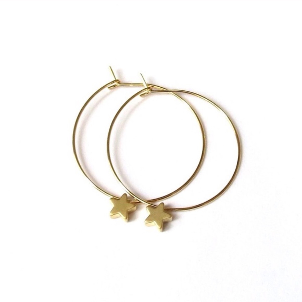 Gold star hoop earrings